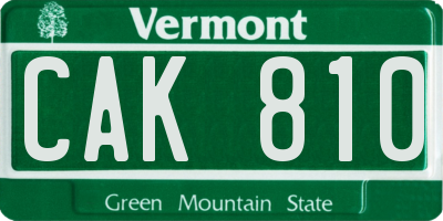 VT license plate CAK810