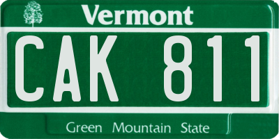 VT license plate CAK811