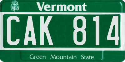 VT license plate CAK814