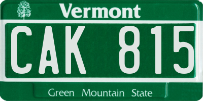 VT license plate CAK815