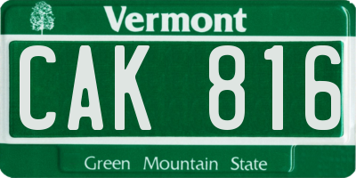 VT license plate CAK816