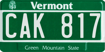 VT license plate CAK817