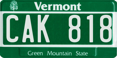 VT license plate CAK818