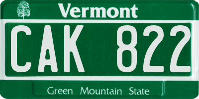 VT license plate CAK822