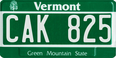 VT license plate CAK825