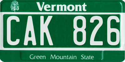 VT license plate CAK826