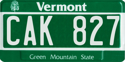 VT license plate CAK827