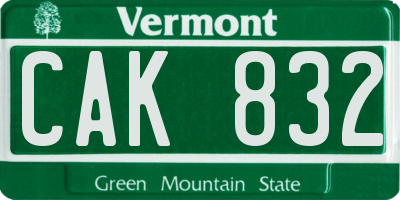 VT license plate CAK832