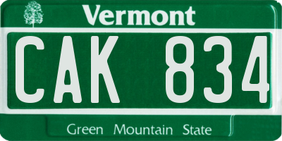 VT license plate CAK834