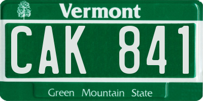 VT license plate CAK841