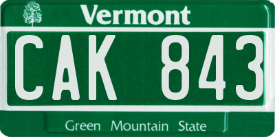 VT license plate CAK843