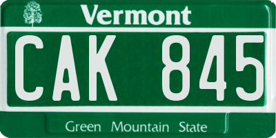 VT license plate CAK845