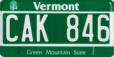 VT license plate CAK846