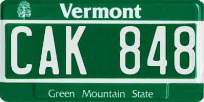 VT license plate CAK848