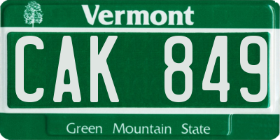 VT license plate CAK849