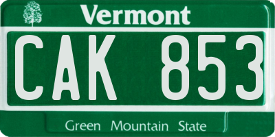 VT license plate CAK853