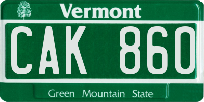 VT license plate CAK860