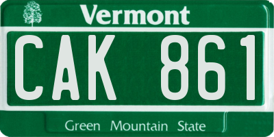 VT license plate CAK861