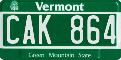 VT license plate CAK864