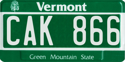 VT license plate CAK866