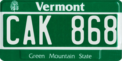 VT license plate CAK868