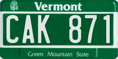 VT license plate CAK871