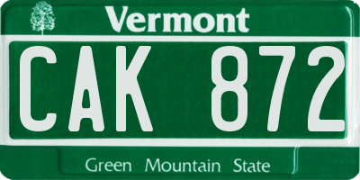 VT license plate CAK872