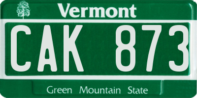 VT license plate CAK873