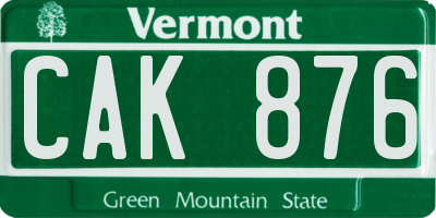 VT license plate CAK876