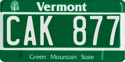 VT license plate CAK877