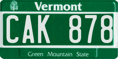 VT license plate CAK878