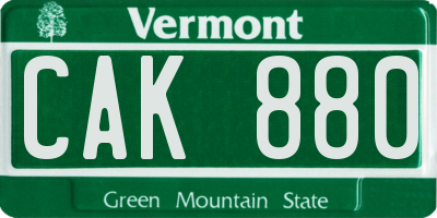 VT license plate CAK880