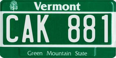 VT license plate CAK881