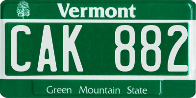 VT license plate CAK882