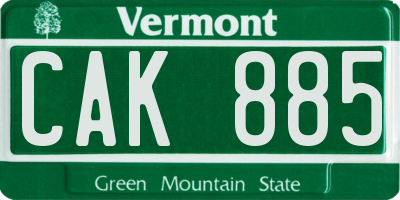VT license plate CAK885