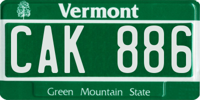 VT license plate CAK886