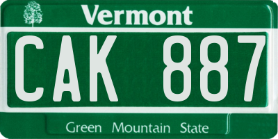 VT license plate CAK887