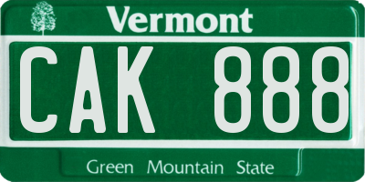 VT license plate CAK888