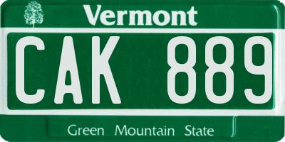 VT license plate CAK889