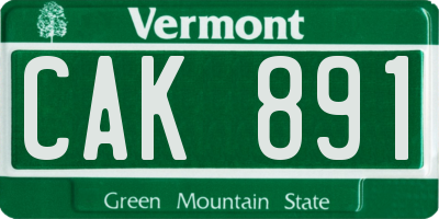 VT license plate CAK891