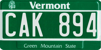 VT license plate CAK894