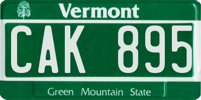VT license plate CAK895