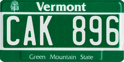 VT license plate CAK896