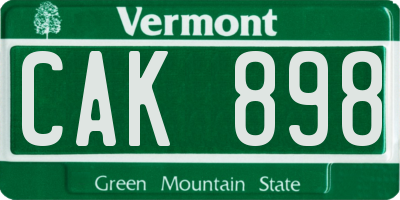 VT license plate CAK898