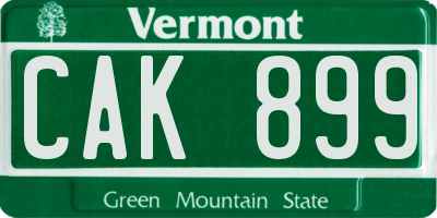VT license plate CAK899