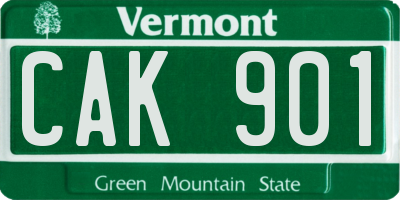 VT license plate CAK901