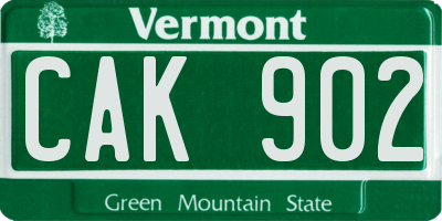 VT license plate CAK902