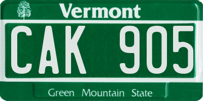 VT license plate CAK905