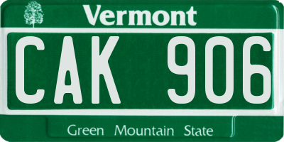 VT license plate CAK906