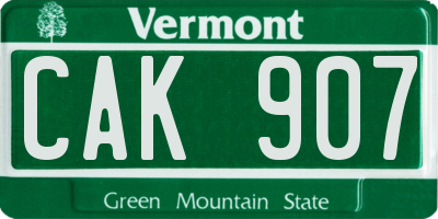 VT license plate CAK907